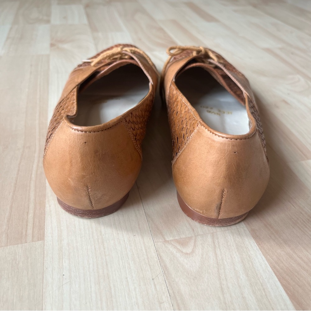 Ipanema Woven Leather Lace-Up Flats in Cognac Brown 9.5 minor damage - Picture 5 of 7